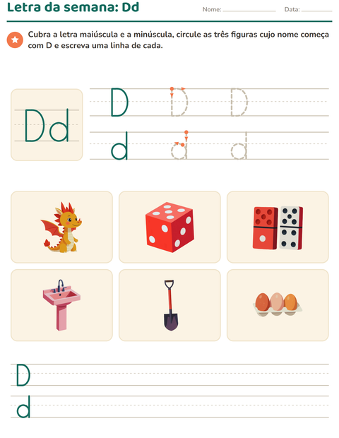 Pré-visualização da ficha de Letra da semana para Educação infantil (pré-escola, 5-7 anos)