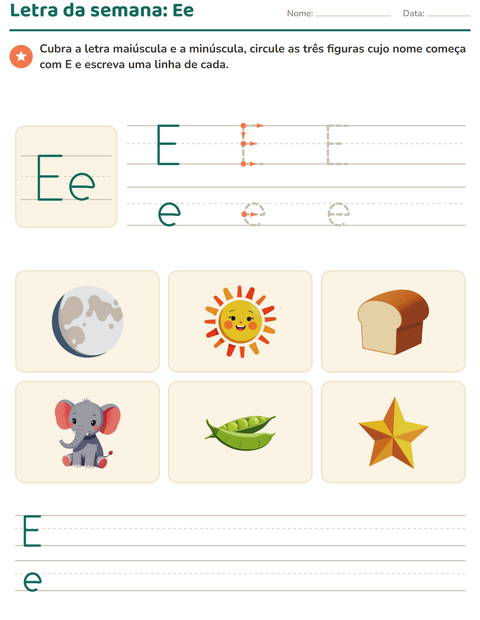 Pré-visualização da ficha de Letra da semana para Educação infantil (pré-escola, 5-7 anos)