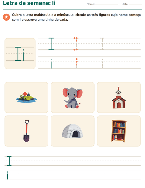 Pré-visualização da ficha de Letra da semana para Educação infantil (pré-escola, 5-7 anos)