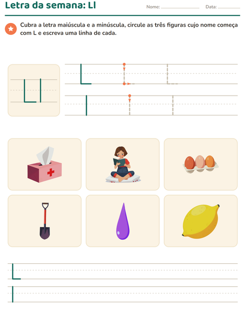 Pré-visualização da ficha de Letra da semana para Educação infantil (pré-escola, 5-7 anos)