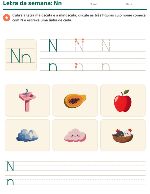 Pré-visualização da ficha de Letra da semana para Educação infantil (pré-escola, 5-7 anos)