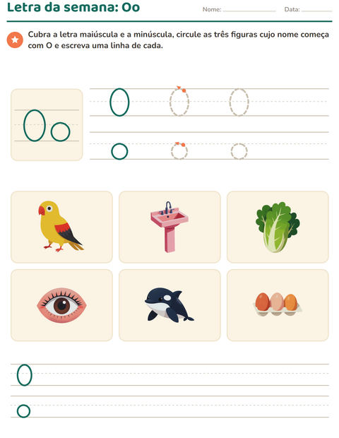 Pré-visualização da ficha de Letra da semana para Educação infantil (pré-escola, 5-7 anos)