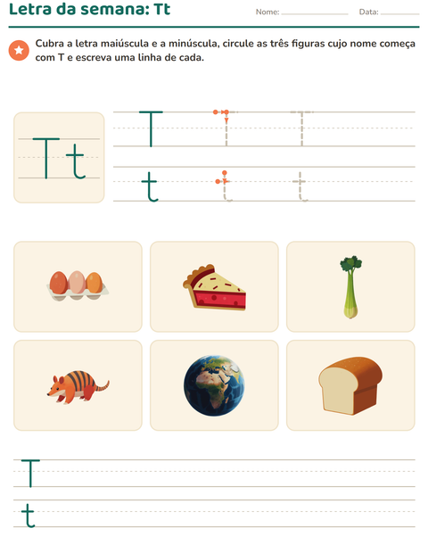 Pré-visualização da ficha de Letra da semana para Educação infantil (pré-escola, 5-7 anos)