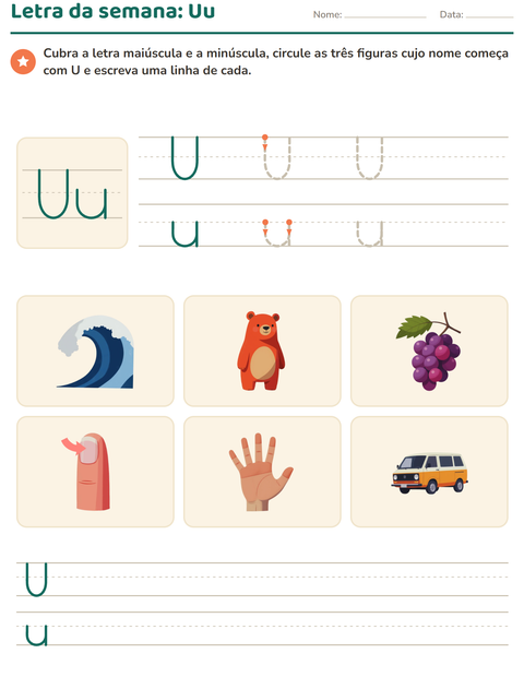 Pré-visualização da ficha de Letra da semana para Educação infantil (pré-escola, 5-7 anos)