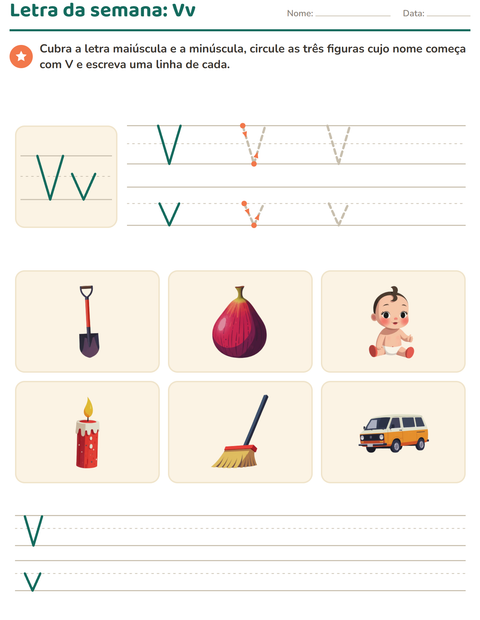 Pré-visualização da ficha de Letra da semana para Educação infantil (pré-escola, 5-7 anos)