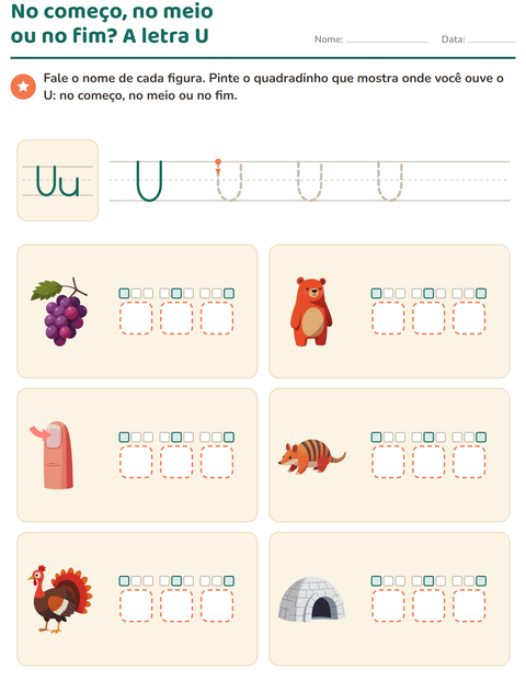 Pré-visualização da ficha de Letra da semana para Educação infantil (pré-escola, 5-7 anos)