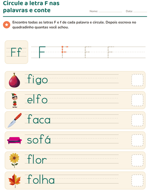 Pré-visualização da ficha de Letra da semana para Educação infantil (pré-escola, 5-7 anos)