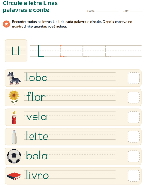 Pré-visualização da ficha de Letra da semana para Educação infantil (pré-escola, 5-7 anos)