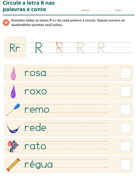 Pré-visualização da ficha de Letra da semana para Educação infantil (pré-escola, 5-7 anos)