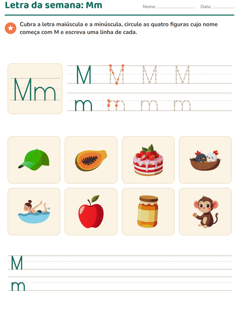 Pré-visualização da ficha de Letra da semana para Educação infantil (pré-escola, 5-7 anos)