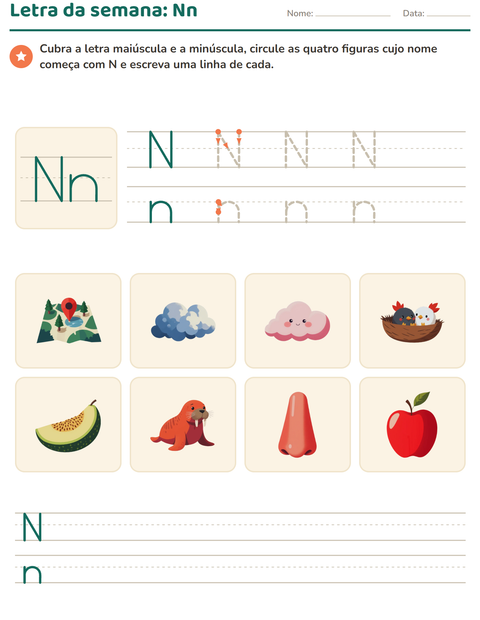Pré-visualização da ficha de Letra da semana para Educação infantil (pré-escola, 5-7 anos)