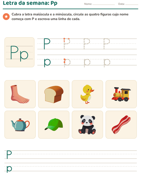 Pré-visualização da ficha de Letra da semana para Educação infantil (pré-escola, 5-7 anos)