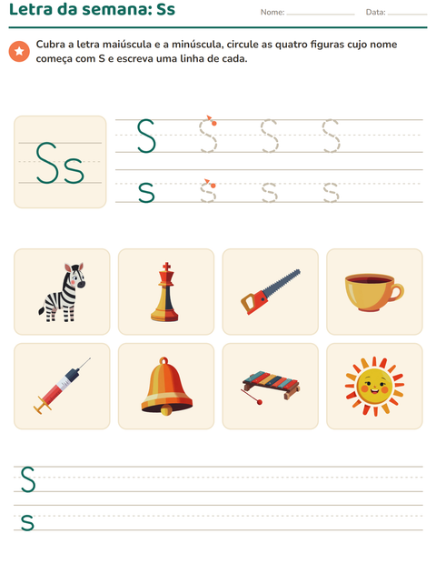 Pré-visualização da ficha de Letra da semana para Educação infantil (pré-escola, 5-7 anos)