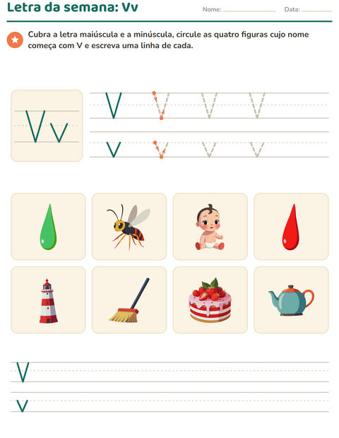 Pré-visualização da ficha de Letra da semana para Educação infantil (pré-escola, 5-7 anos)