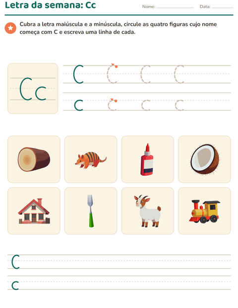 Pré-visualização da ficha de Letra da semana para Educação infantil (pré-escola, 5-7 anos)