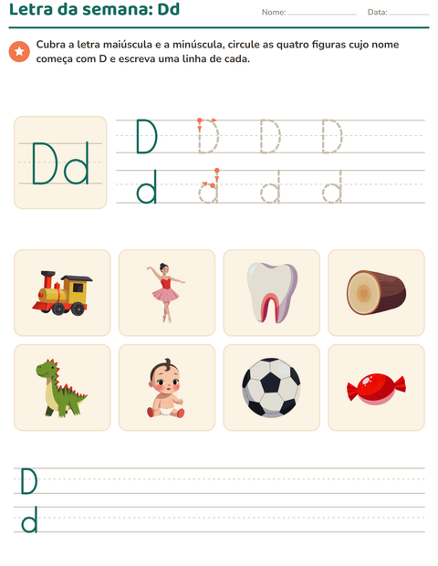 Pré-visualização da ficha de Letra da semana para Educação infantil (pré-escola, 5-7 anos)