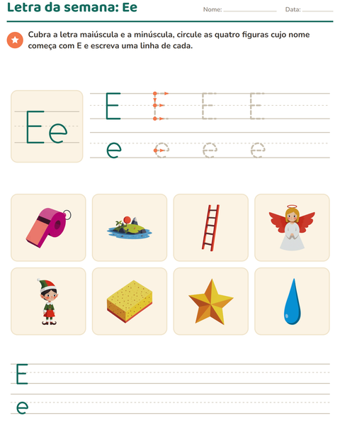 Pré-visualização da ficha de Letra da semana para Educação infantil (pré-escola, 5-7 anos)