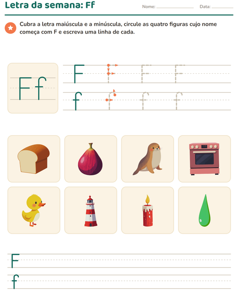 Pré-visualização da ficha de Letra da semana para Educação infantil (pré-escola, 5-7 anos)
