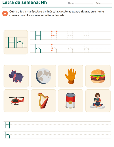 Pré-visualização da ficha de Letra da semana para Educação infantil (pré-escola, 5-7 anos)