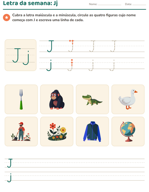 Pré-visualização da ficha de Letra da semana para Educação infantil (pré-escola, 5-7 anos)