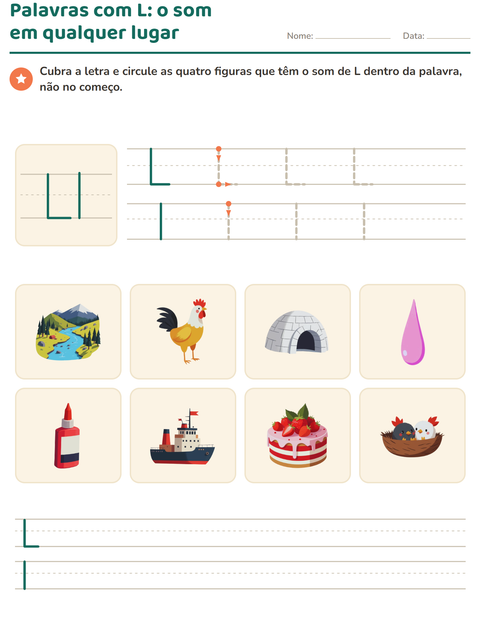 Pré-visualização da ficha de Letra da semana para Educação infantil (pré-escola, 5-7 anos)