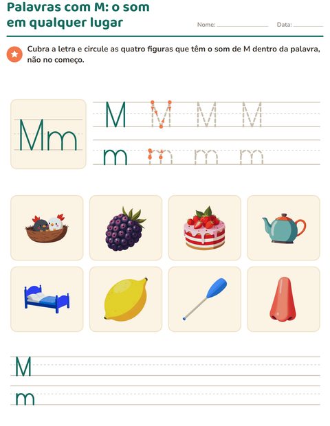 Pré-visualização da ficha de Letra da semana para Educação infantil (pré-escola, 5-7 anos)
