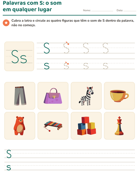 Pré-visualização da ficha de Letra da semana para Educação infantil (pré-escola, 5-7 anos)