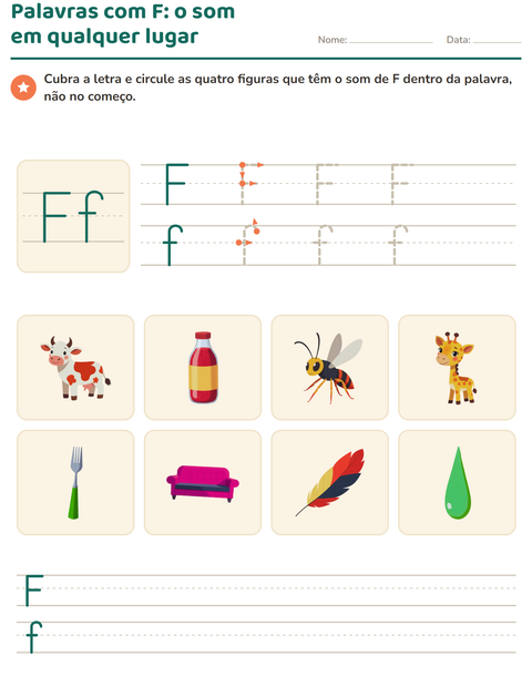Pré-visualização da ficha de Letra da semana para Educação infantil (pré-escola, 5-7 anos)