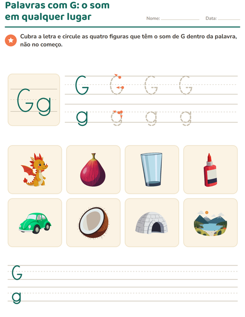 Pré-visualização da ficha de Letra da semana para Educação infantil (pré-escola, 5-7 anos)
