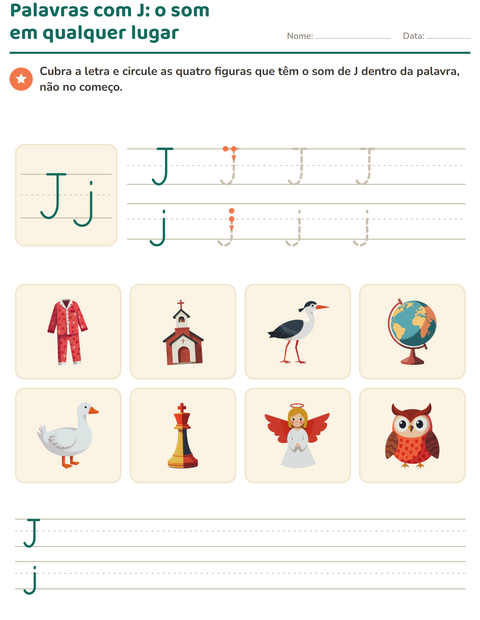 Pré-visualização da ficha de Letra da semana para Educação infantil (pré-escola, 5-7 anos)