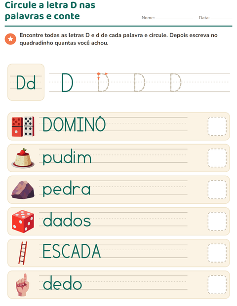 Pré-visualização da ficha de Letra da semana para Educação infantil (pré-escola, 5-7 anos)