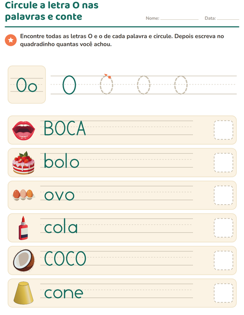 Pré-visualização da ficha de Letra da semana para Educação infantil (pré-escola, 5-7 anos)