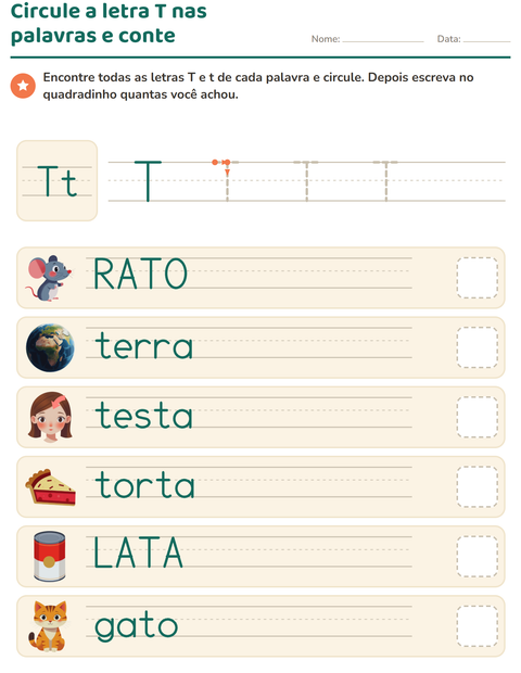 Pré-visualização da ficha de Letra da semana para Educação infantil (pré-escola, 5-7 anos)