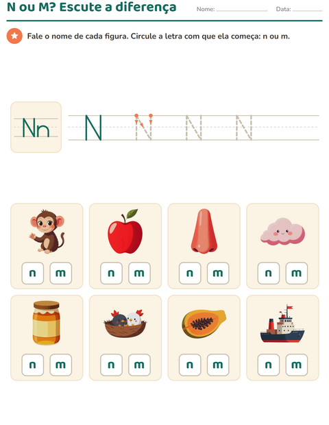 Pré-visualização da ficha de Letra da semana para Educação infantil (pré-escola, 5-7 anos)
