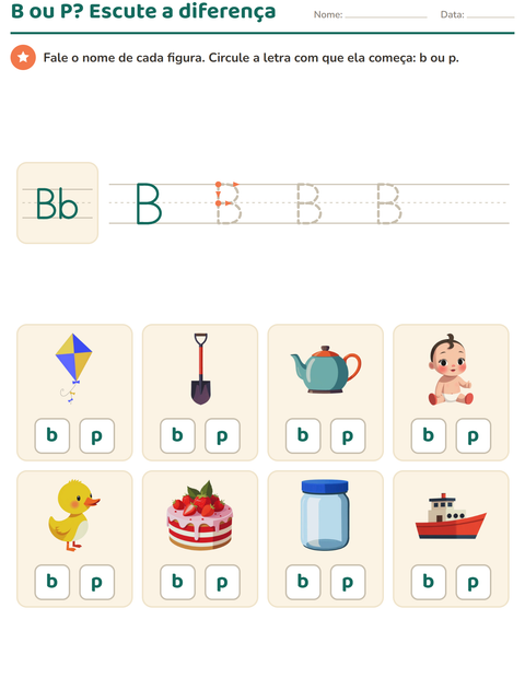 Pré-visualização da ficha de Letra da semana para Educação infantil (pré-escola, 5-7 anos)
