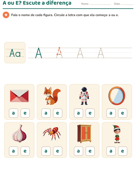 Pré-visualização da ficha de Letra da semana para Educação infantil (pré-escola, 5-7 anos)