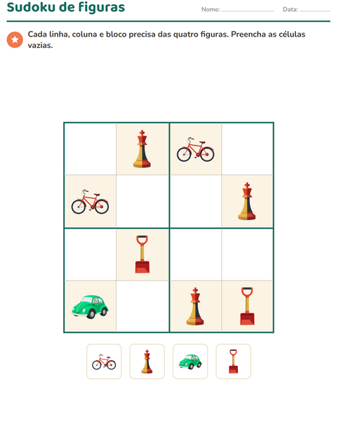 Pré-visualização da ficha de Lógica visual com Brinquedos para 1º ano do ensino fundamental
