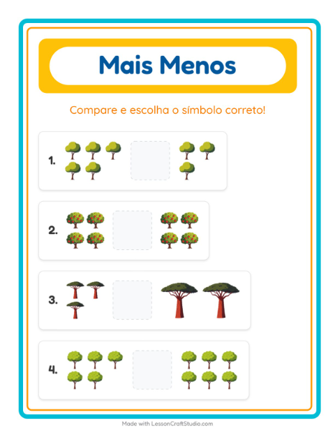 Pré-visualização da ficha de Mais Ou Menos com Árvores para Educação infantil (creche, 3-5 anos)