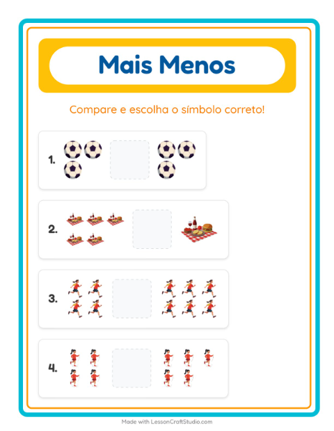 Pré-visualização da ficha de Mais Ou Menos com Atividades para Educação infantil (creche, 3-5 anos)