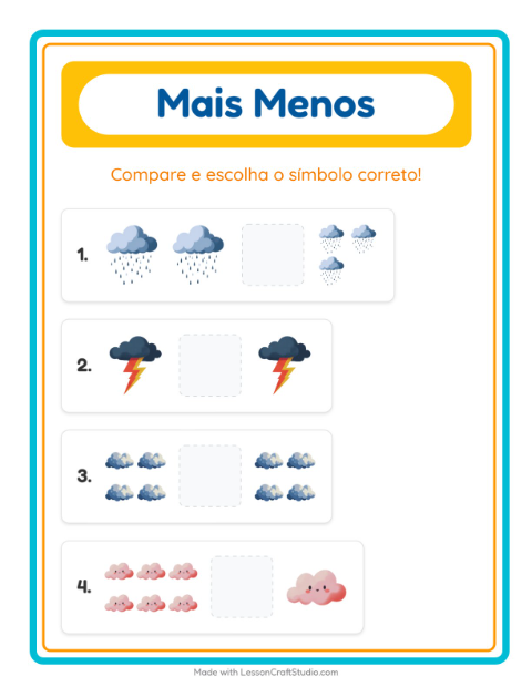 Pré-visualização da ficha de Mais Ou Menos com Clima para Educação infantil (creche, 3-5 anos)