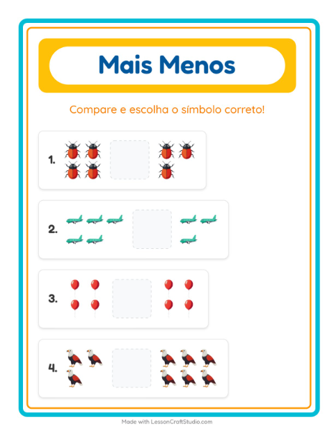 Pré-visualização da ficha de Mais Ou Menos com Coisas que voam para Educação infantil (creche, 3-5 anos)