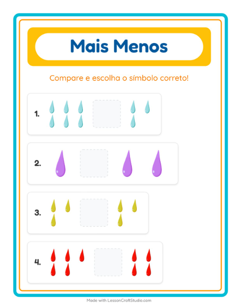 Pré-visualização da ficha de Mais Ou Menos com Cores para Educação infantil (creche, 3-5 anos)