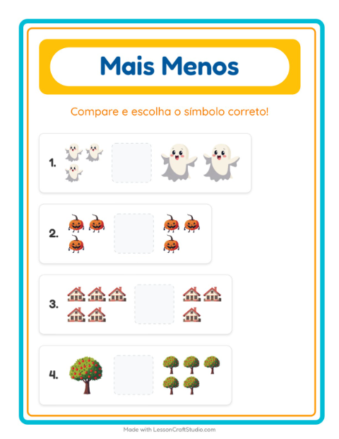 Pré-visualização da ficha de Mais Ou Menos com Diversos para Educação infantil (creche, 3-5 anos)