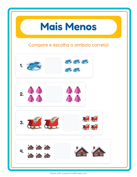 Pré-visualização da ficha de Mais Ou Menos com Inverno para Educação infantil (creche, 3-5 anos)