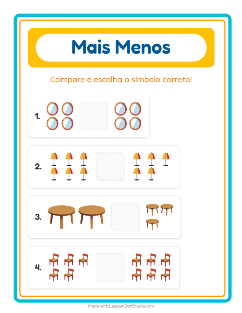 Pré-visualização da ficha de Mais Ou Menos com Móveis para Educação infantil (creche, 3-5 anos)