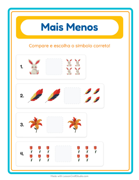 Pré-visualização da ficha de Mais Ou Menos com Páscoa para Educação infantil (creche, 3-5 anos)