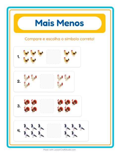 Pré-visualização da ficha de Mais Ou Menos com Pássaros 2 para Educação infantil (creche, 3-5 anos)