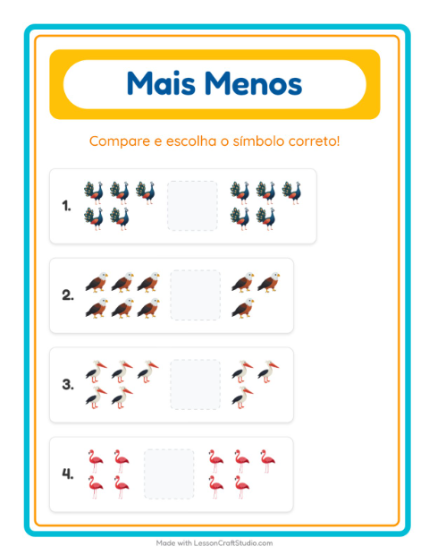 Pré-visualização da ficha de Mais Ou Menos com Pássaros para Educação infantil (creche, 3-5 anos)