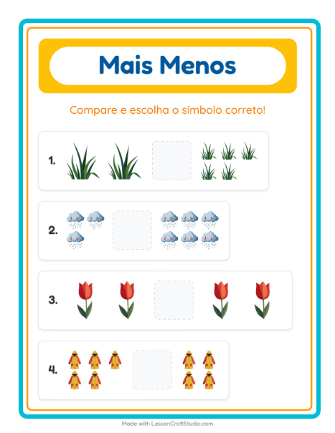 Pré-visualização da ficha de Mais Ou Menos com Primavera para Educação infantil (creche, 3-5 anos)