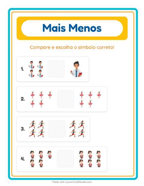 Pré-visualização da ficha de Mais Ou Menos com Profissões para Educação infantil (creche, 3-5 anos)